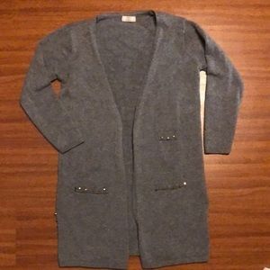 Lida Collection gray cardigan with‎ black gold